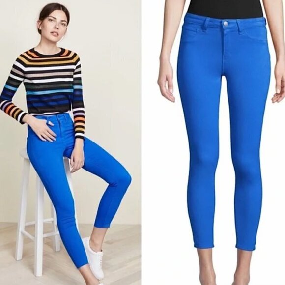 NWT L'Agence Blue Jeans Size 25 High Rise Distressed Margot Skinny - Picture 7 of 8